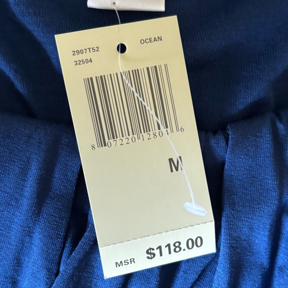 Max Studio Blue Jersey Pleated Shirred Blouson Dress, Medium NWT - Picture 5 of 9